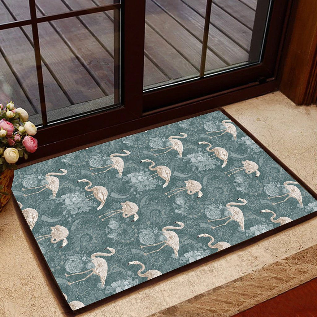Hawaii Tropical Flamingos And Tropical Plants Hawaii Door Mat Door Mat Black - Polynesian Pride