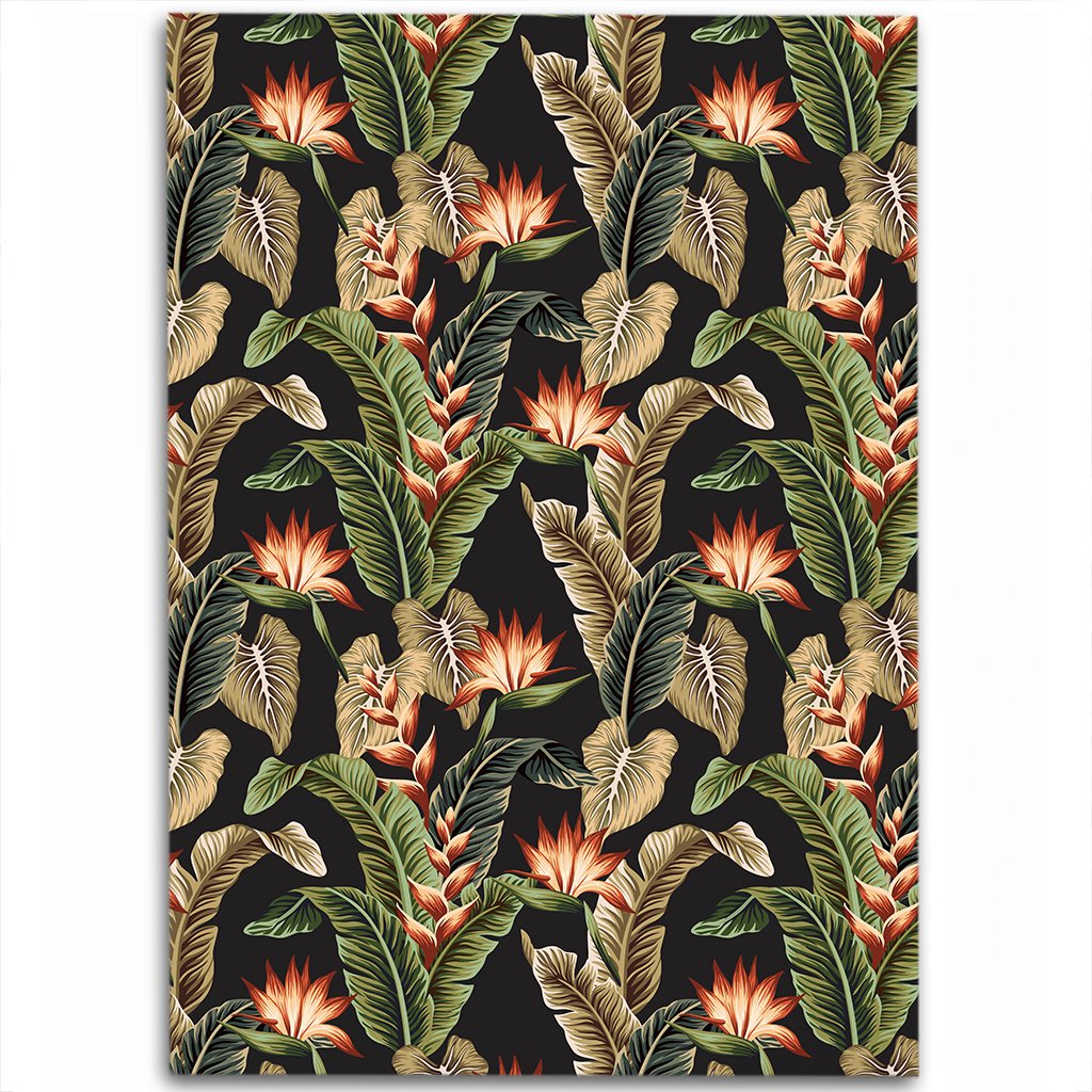 Hawaii Tropical Floral Vintage Strelitzia Flower Banana Leaves Area Rug - AH Luxurious - Polynesian Pride