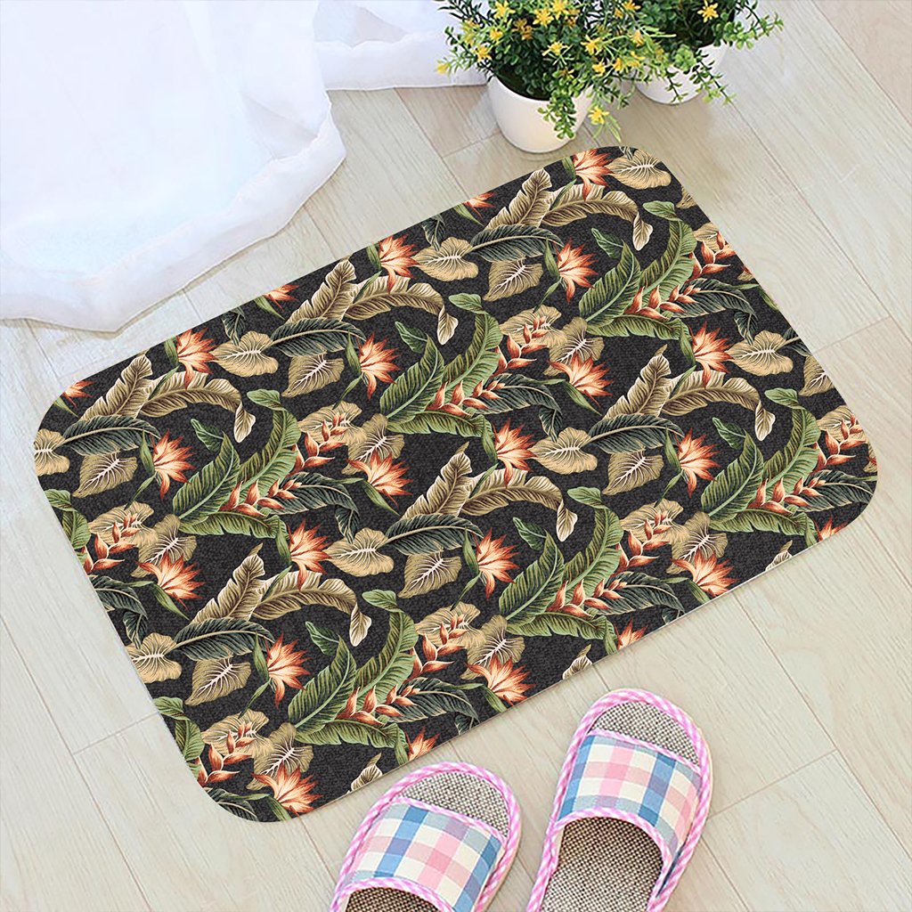 Hawaii Tropical Floral Vintage Strelitzia Flower Banana Leaves Hawaii Door Mat - Polynesian Pride