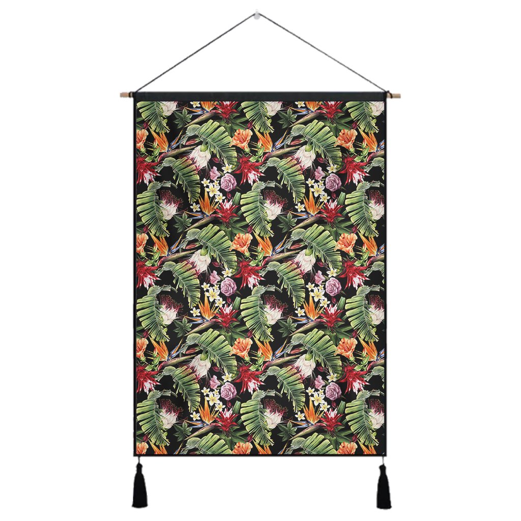 Hawaii Tropical Flowers Watercolor. Hanging Poster - AH- Hanging Poster 43 x 65 cm Cotton And Linen - Polynesian Pride
