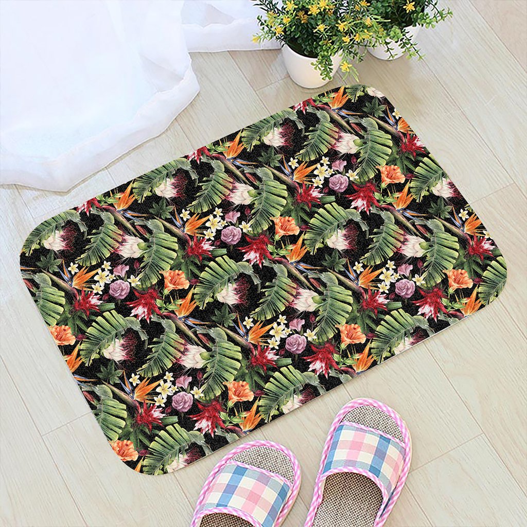 Hawaii Tropical Flowers Watercolor. Hawaii Door Mat - Polynesian Pride