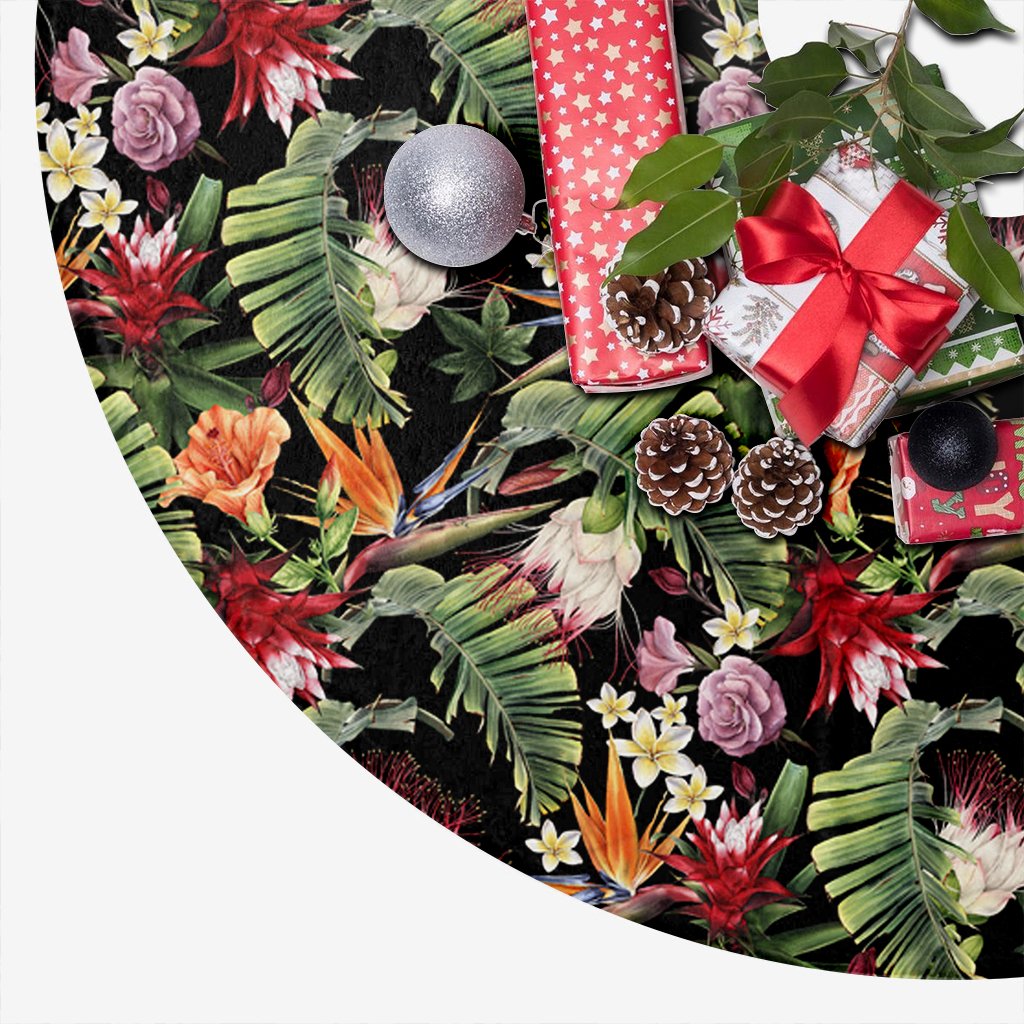 Hawaii Tropical Flowers Watercolor. Tree Skirt - Polynesian Pride