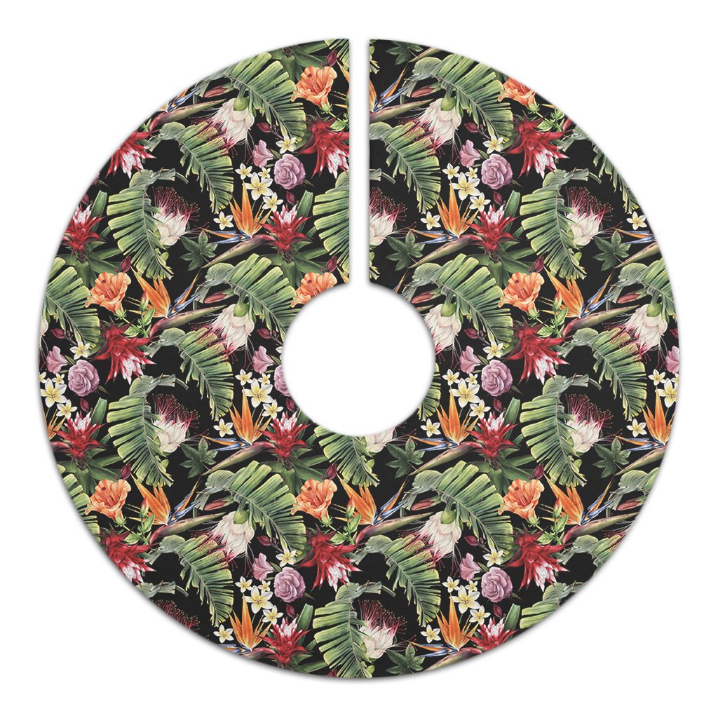 Hawaii Tropical Flowers Watercolor. Tree Skirt - Polynesian Pride