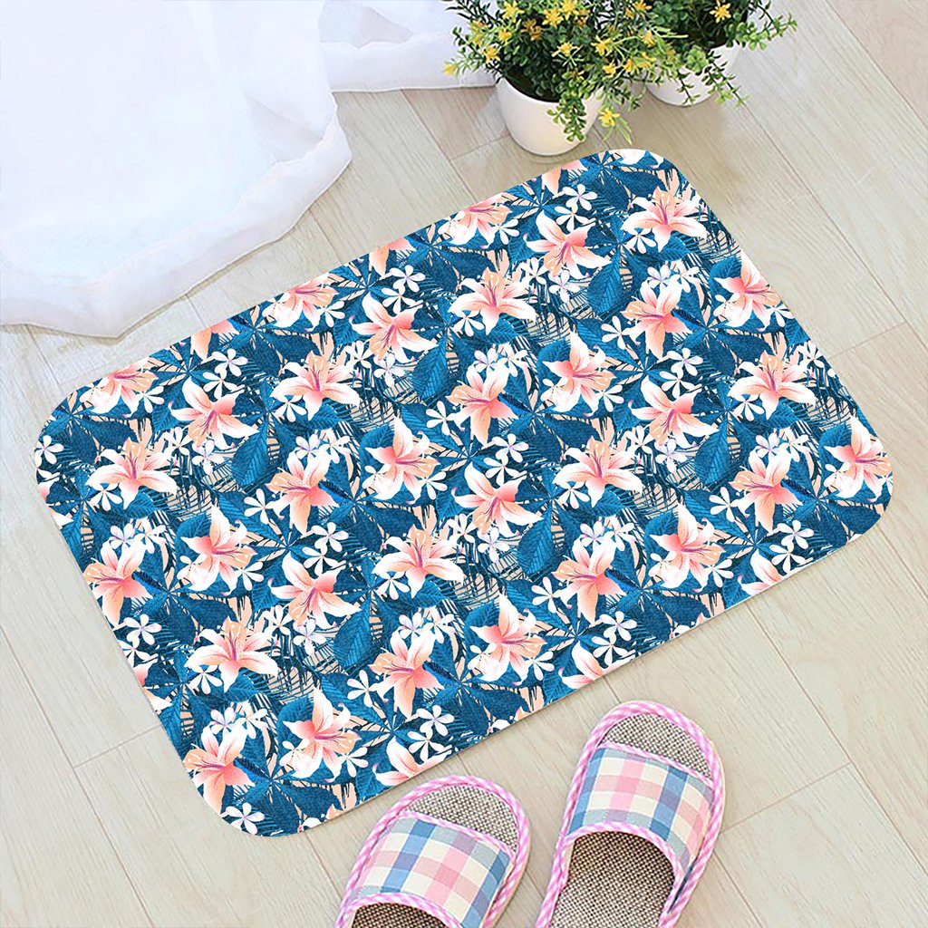 Hawaii Tropical Hibiscus Blue Hawaii Door Mat - Polynesian Pride