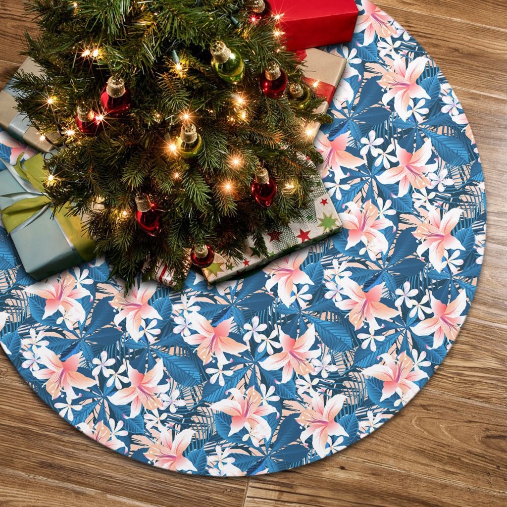 Hawaii Tropical Hibiscus Blue Tree Skirt - Polynesian Pride