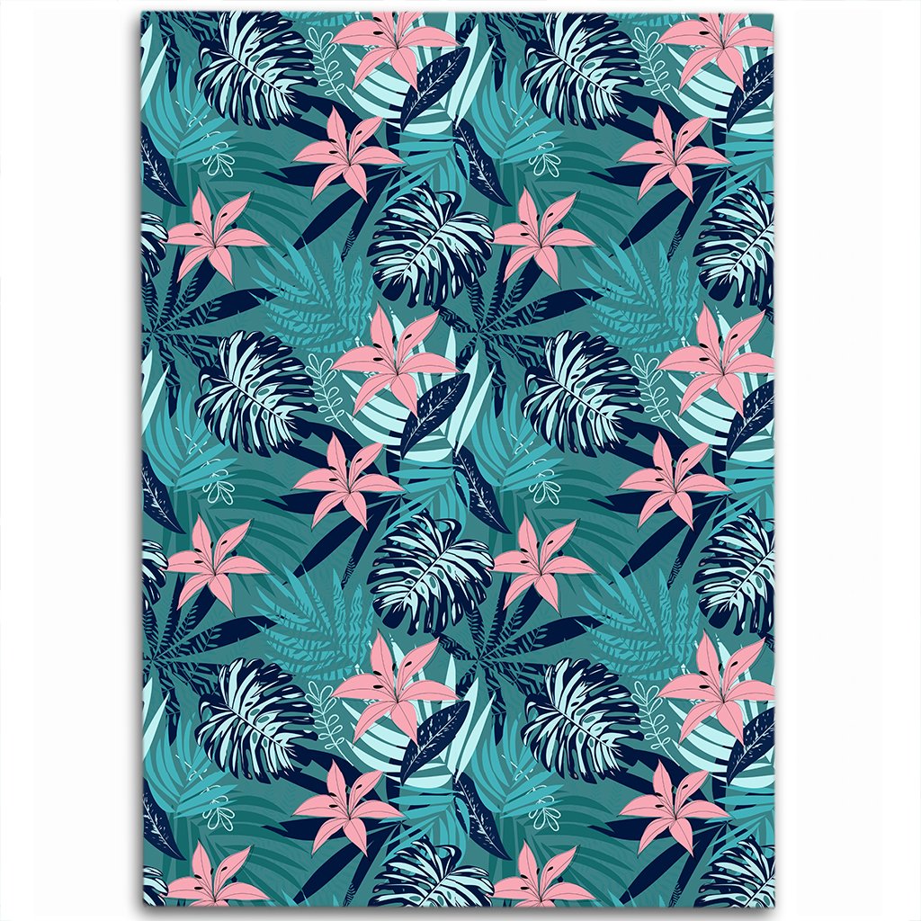 Hawaii Tropical Monstera Leaf Blue Area Rug - AH Luxurious - Polynesian Pride