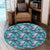 Hawaii Tropical Monstera Leaf Blue Round Carpet - AH Round Carpet Luxurious Plush - Polynesian Pride