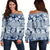 Hawaii Tropical Pattern Women's Off Shoulder Sweater - AH Black - Polynesian Pride