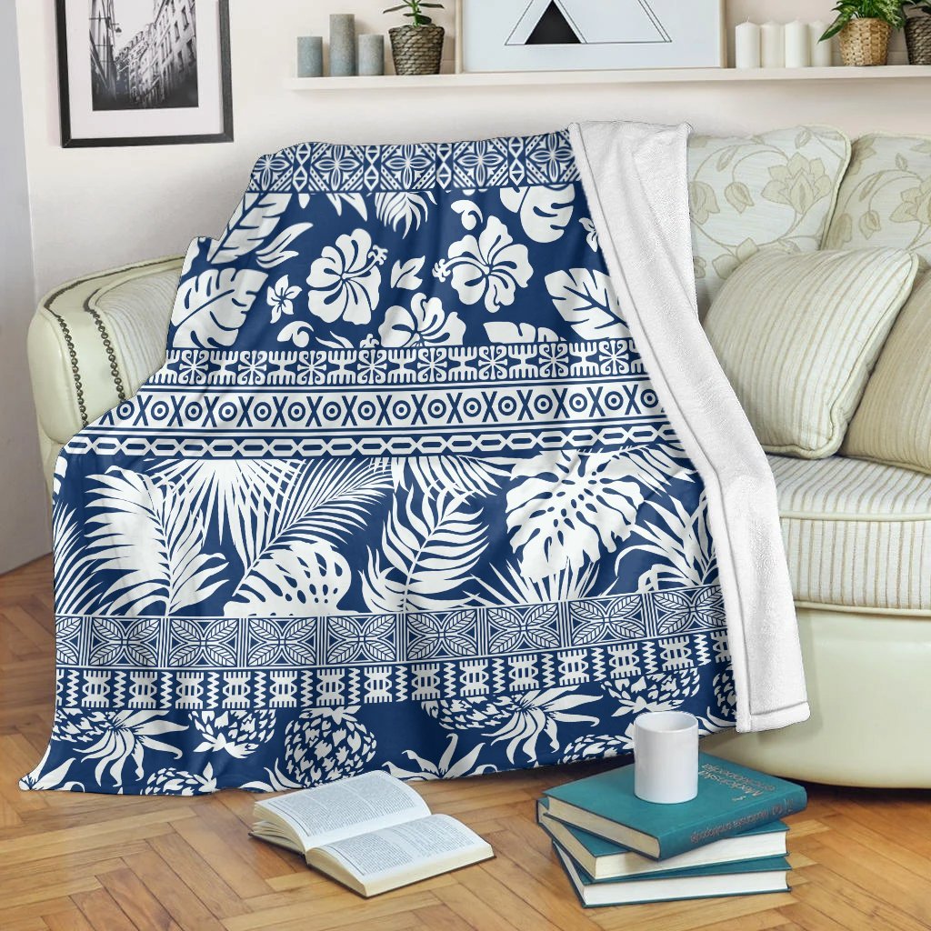 Hawaii Tropical Pattern Premium Blankets - AH White - Polynesian Pride