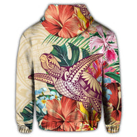 Hawaiian Tropical Turtle Beige Hoodie - Polynesian Pride