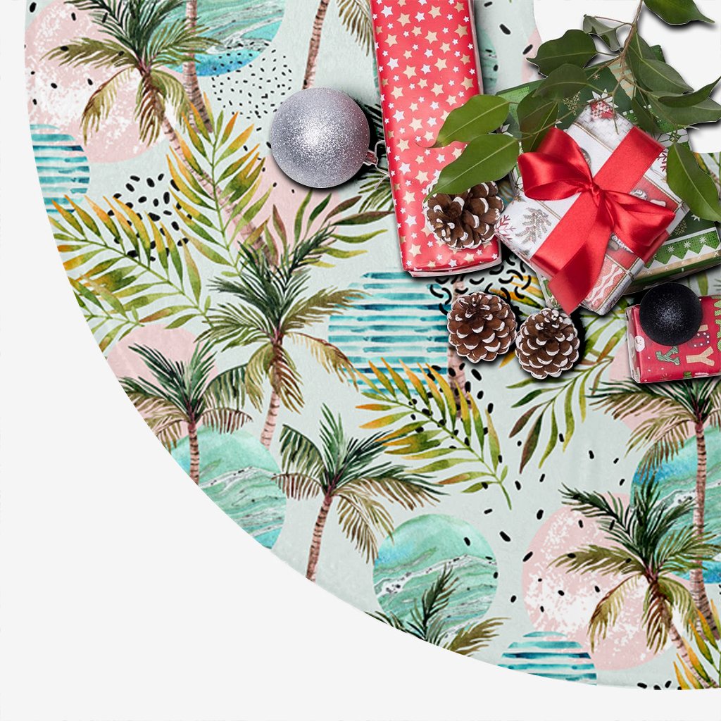 Hawaii Tropical Watercolor Palm Tree Leaf Tree Skirt - Polynesian Pride