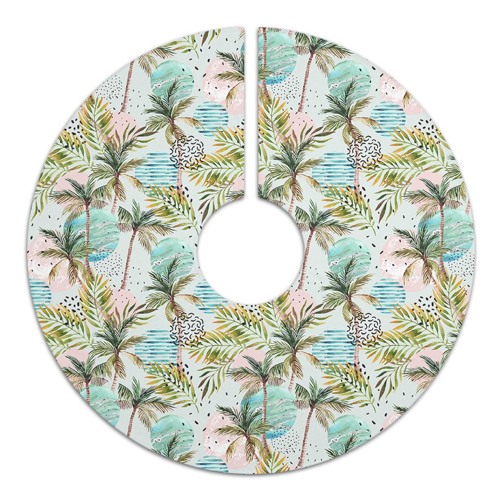 Hawaii Tropical Watercolor Palm Tree Leaf Tree Skirt - Polynesian Pride