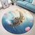 Hawaii Turtle And Jellyfish In Deep Sea Moana Round Carpet - AH - Polynesian Pride