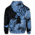 Hawaii Turtle Zip Hoodie Polynesian Hibiscus Art Blue - Polynesian Pride