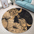 Hawaii Turtle Round Carpet Polynesian Hibiscus Art Gold - AH - Polynesian Pride