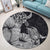 Hawaii Turtle Round Carpet Polynesian Hibiscus Art Gray - AH - Polynesian Pride