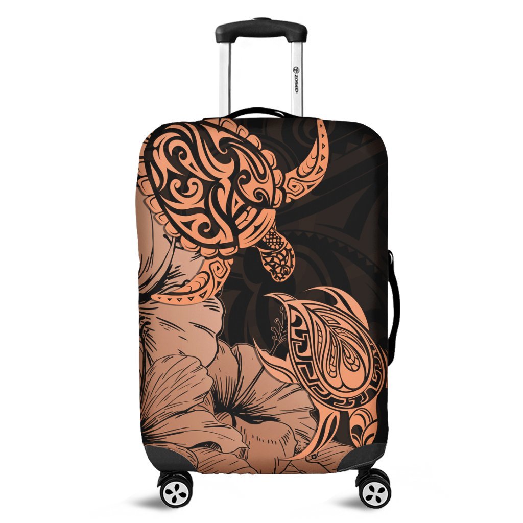 Hawaii Turtle Luggage Covers Polynesian Hibiscus Art Organe - AH Black - Polynesian Pride