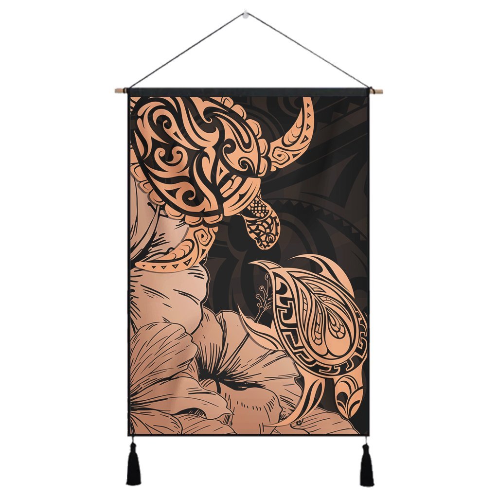 Hawaii Turtle Hanging Poster Polynesian Hibiscus Art Organe - AH Hanging Poster Cotton And Linen - Polynesian Pride