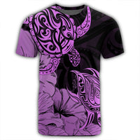 Hawaii Turtle T Shirt Polynesian Hibiscus Art Pink - Polynesian Pride