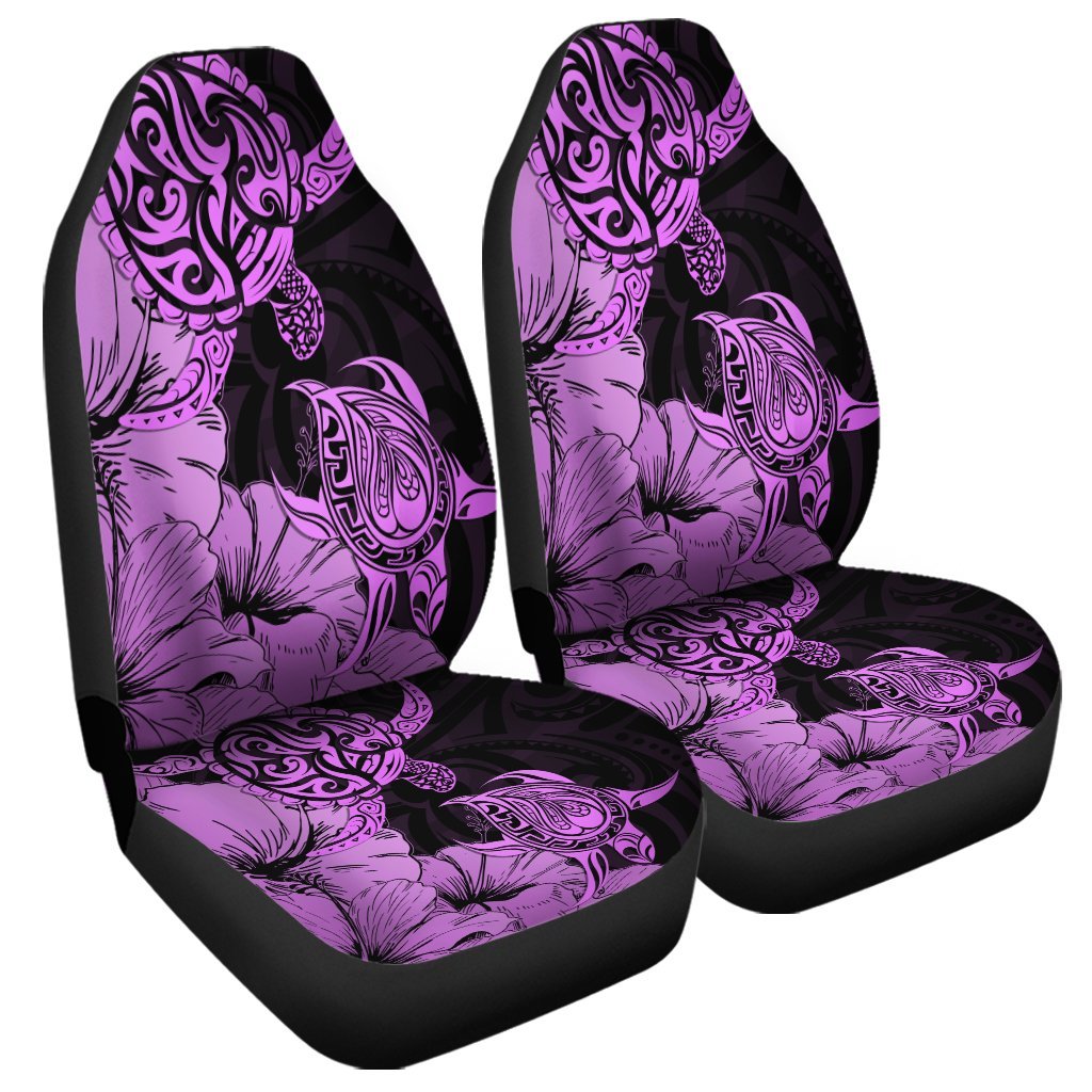 Hawaii Turtle Car Seat Covers Polynesian Hibiscus Art Pink - AH Universal Fit Black - Polynesian Pride