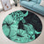 Hawaii Turtle Round Carpet Polynesian Hibiscus Art Turquoise - AH - Polynesian Pride