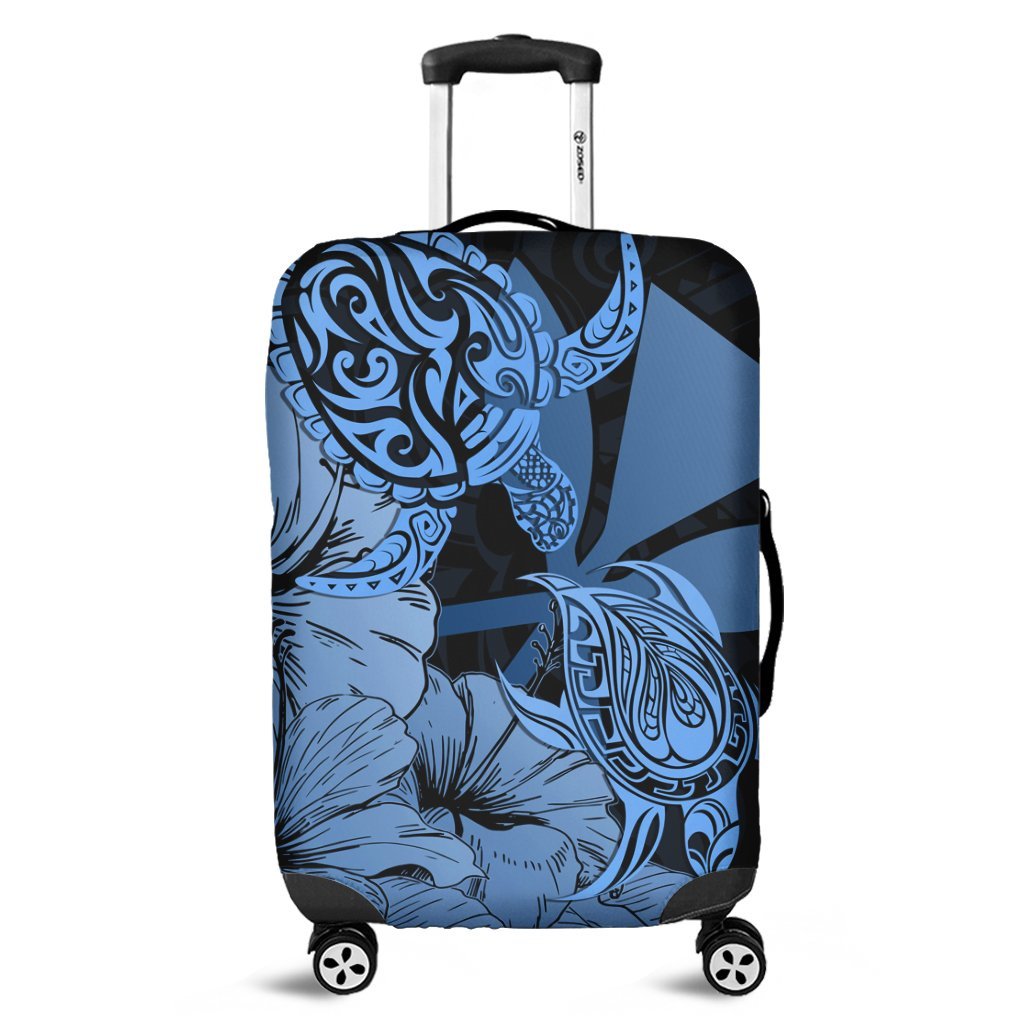 Hawaii Turtle Luggage Covers Polynesian Hibiscus Art Ver 2.0 Blue - AH Black - Polynesian Pride