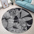 Hawaii Turtle Round Carpet Polynesian Hibiscus Art Ver 2.0 Gray - AH - Polynesian Pride