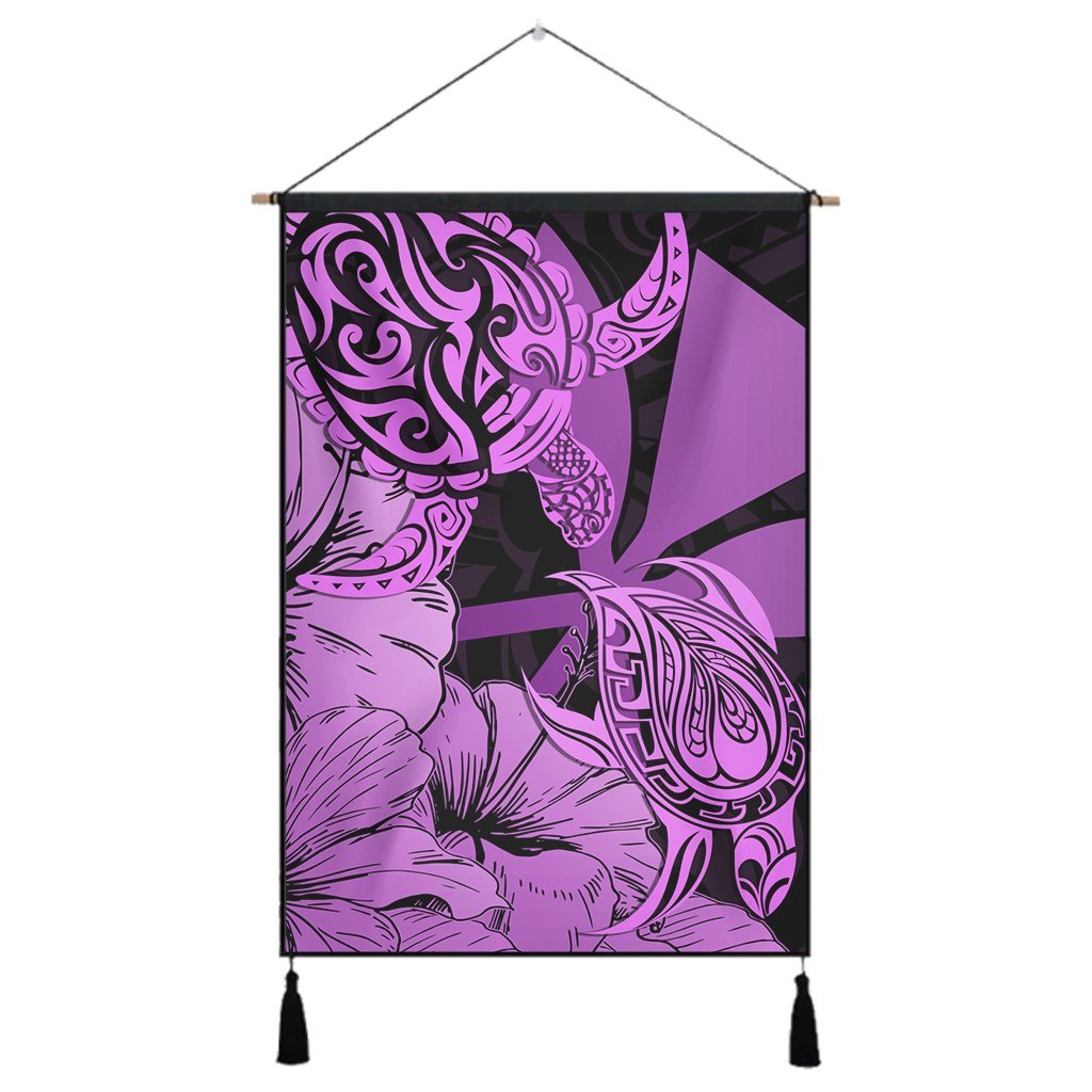 Hawaii Turtle Hanging Poster Polynesian Hibiscus Art Ver 2.0 Pink - AH Hanging Poster Cotton And Linen - Polynesian Pride