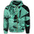Hawaii Turtle Zip Hoodie Polynesian Hibiscus Art Ver 2.0 Turquoise - Polynesian Pride