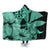 Hawaii Turtle Hooded Blanket Polynesian Hibiscus Art Ver 2.0 Turquoise - AH Hooded Blanket White - Polynesian Pride