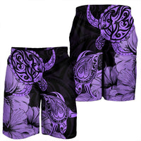 Hawaii Turtle Men's Shorts Polynesian Hibiscus Art Violet - AH - Polynesian Pride