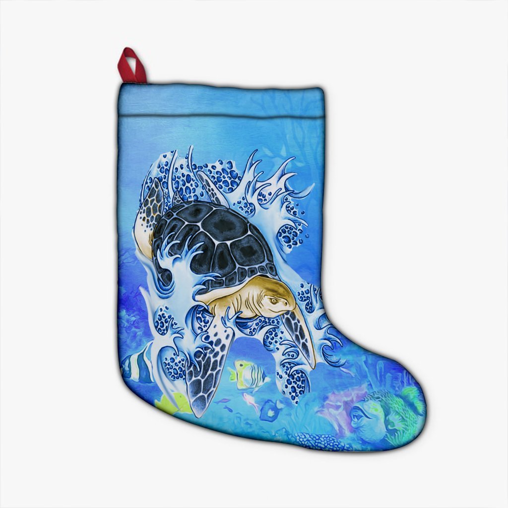 Hawaii Turtle Cool Christmas Stocking - AH Christmas Stocking 26 X 42 cm Black - Polynesian Pride