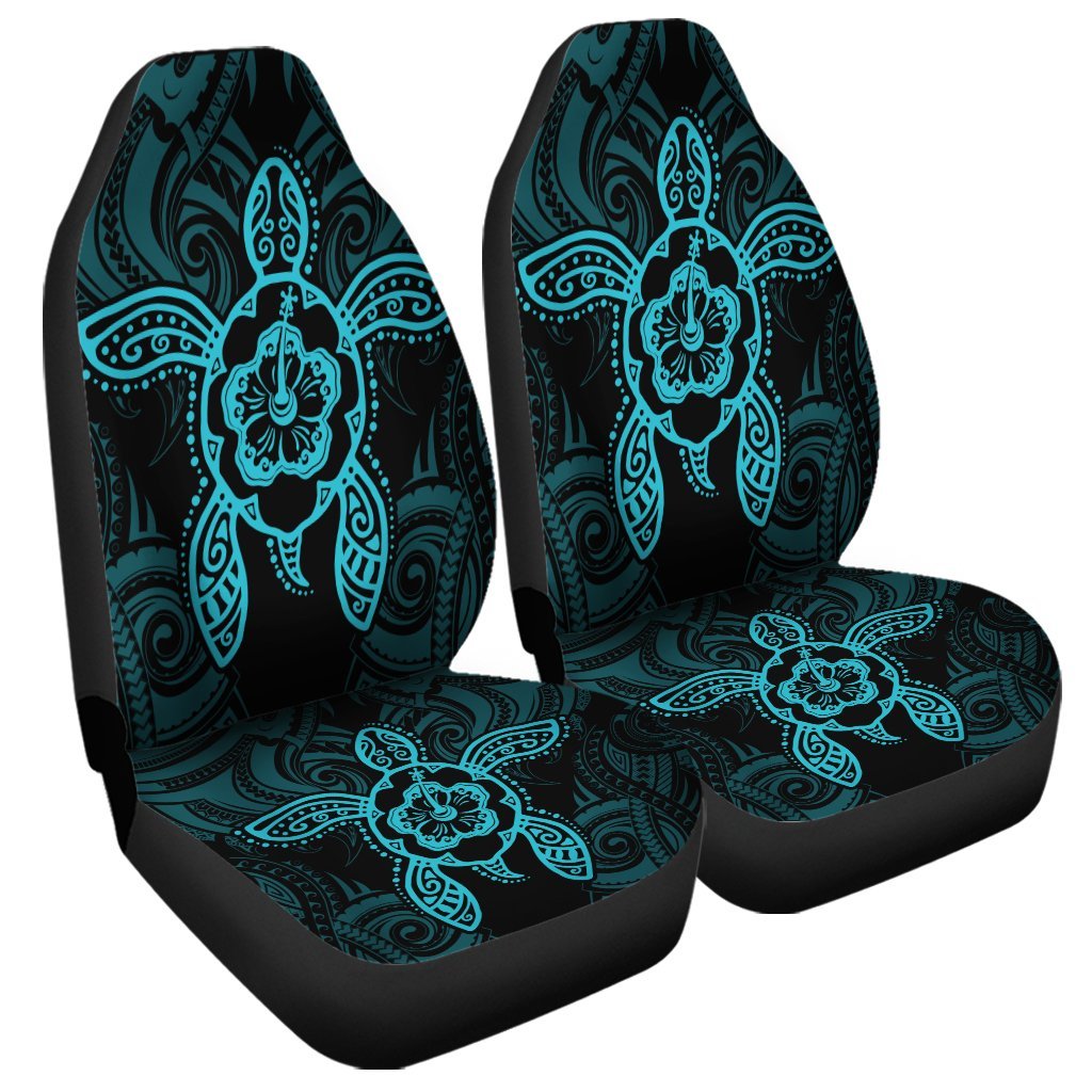 Hawaii Turtle Fixed Blue Car Seat Covers AH Universal Fit Black - Polynesian Pride