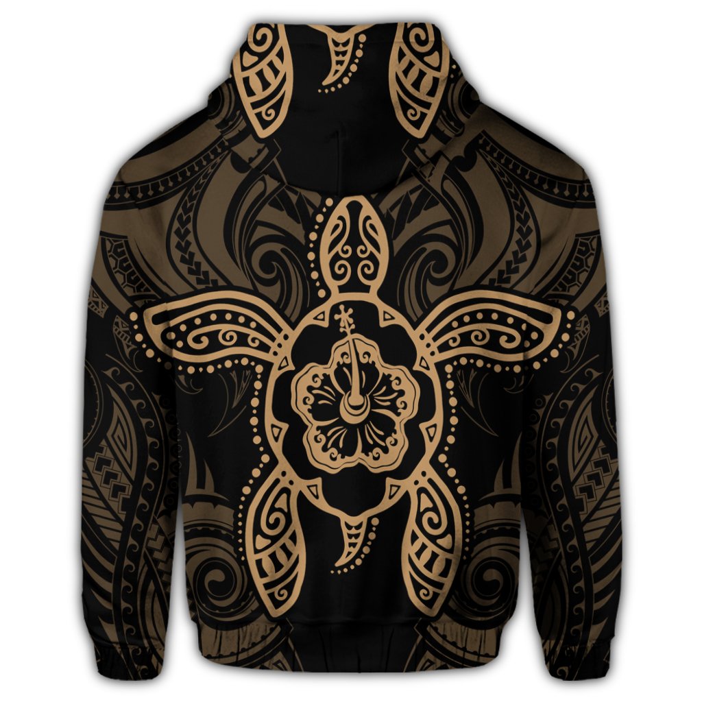 Hawaii Turtle Fixed Gold Zip Hoodie - Polynesian Pride