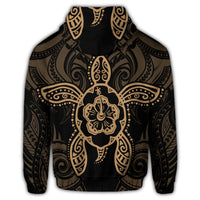 Hawaii Turtle Fixed Gold Zip Hoodie - Polynesian Pride