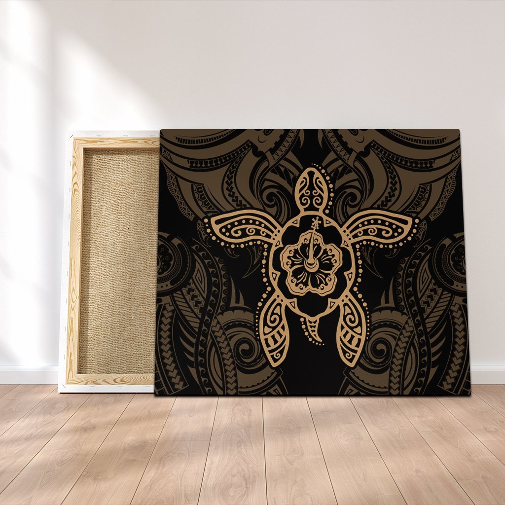 Hawaii Turtle Fixed Gold Canvas AH Canvas Poly-cotton - Polynesian Pride