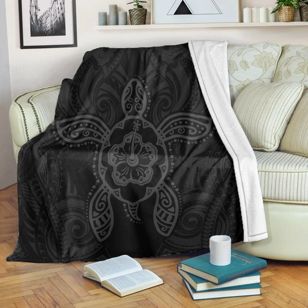 Hawaii Turtle Fixed Gray Premium Blankets AH White - Polynesian Pride