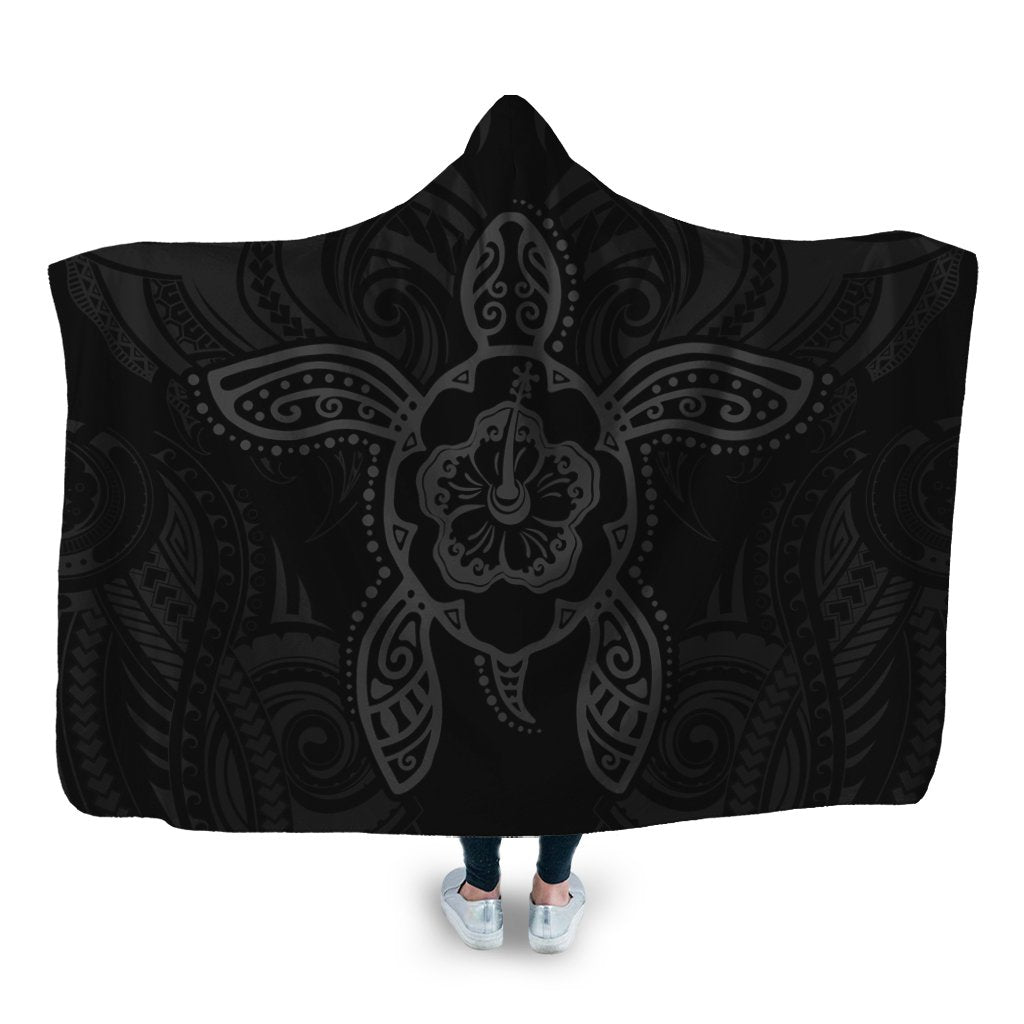 Hawaii Turtle Fixed Gray Hooded Blanket AH Hooded Blanket White - Polynesian Pride