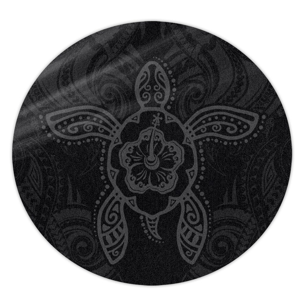 Hawaii Turtle Fixed Gray Round Carpet AH Round Carpet Luxurious Plush - Polynesian Pride