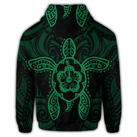 Hawaii Turtle Fixed Green Zip Hoodie - Polynesian Pride