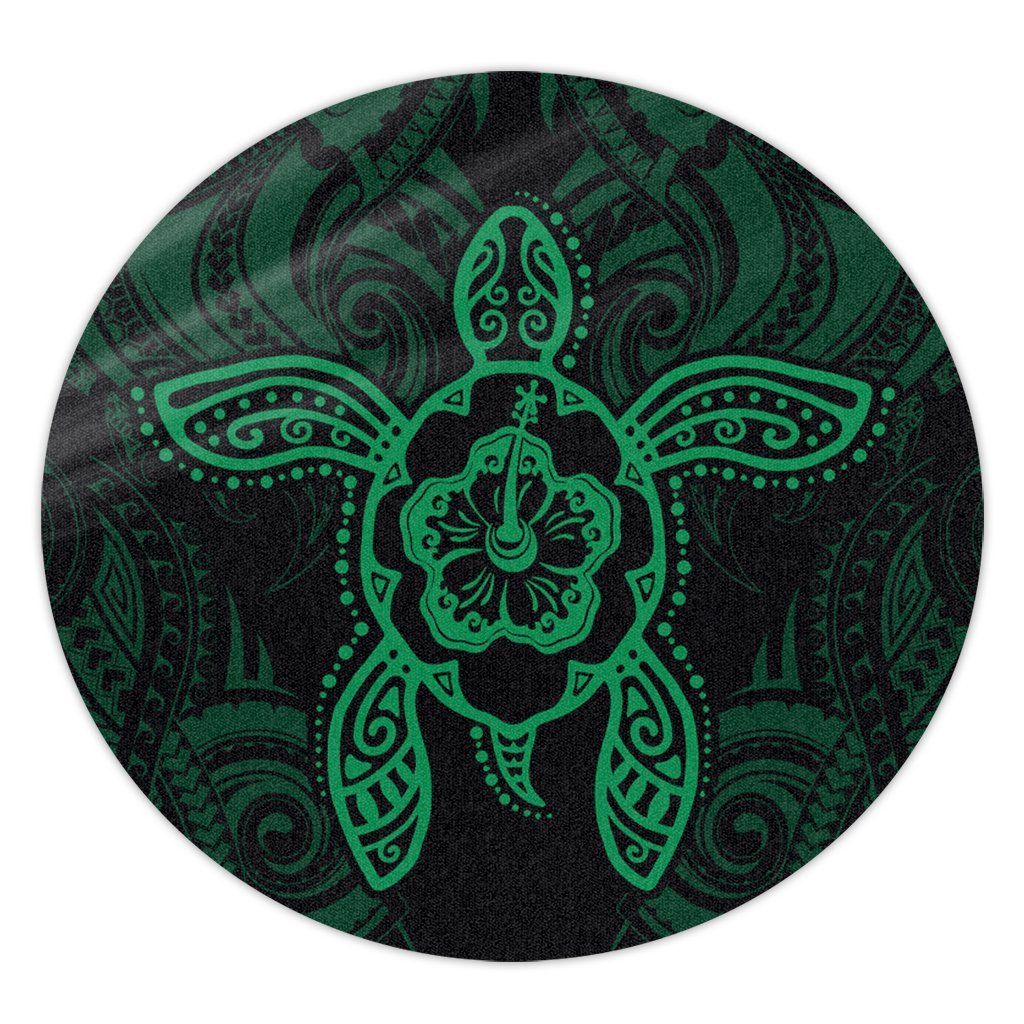 Hawaii Turtle Fixed Green Round Carpet AH Round Carpet Luxurious Plush - Polynesian Pride