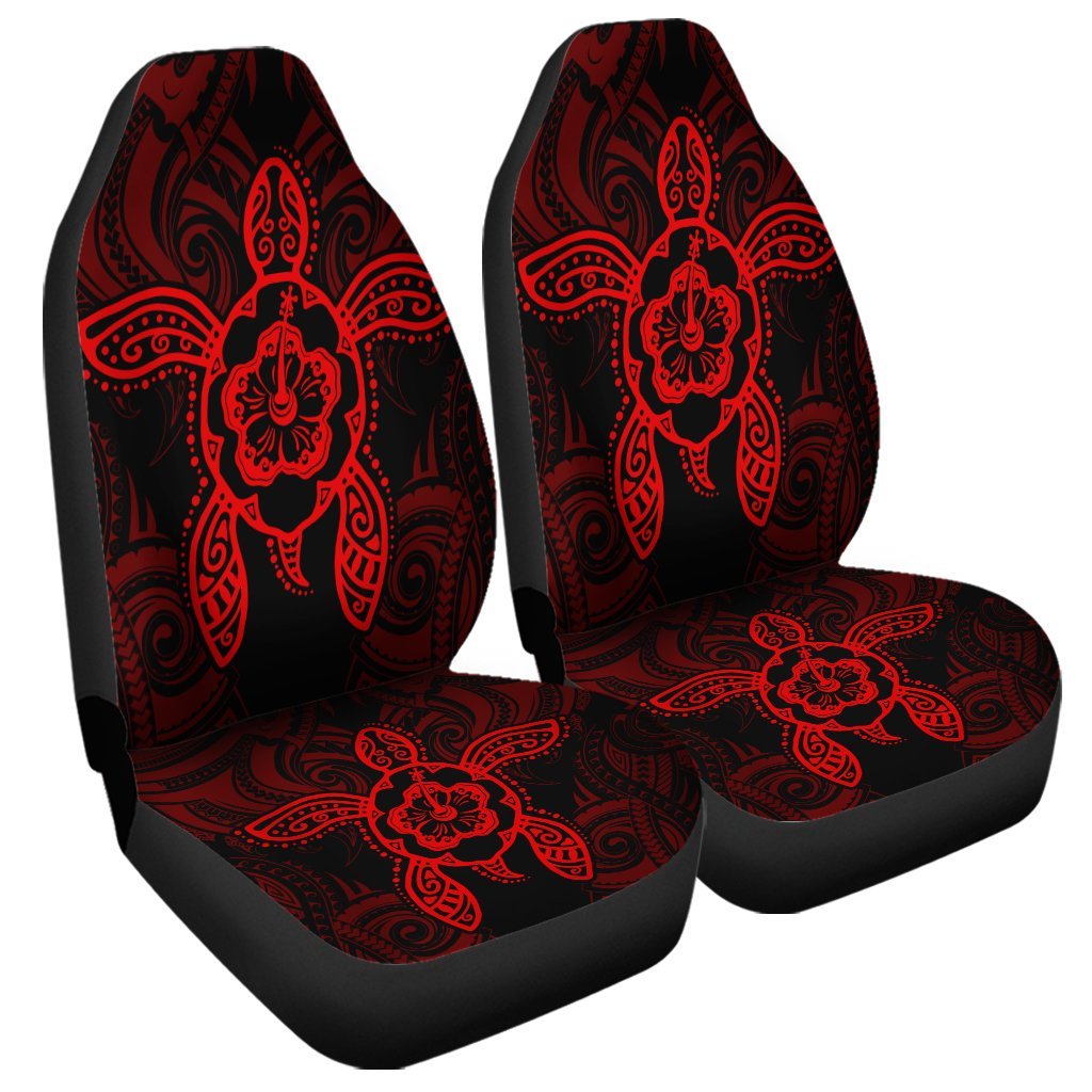 Hawaii Turtle Fixed Red Car Seat Covers AH Universal Fit Black - Polynesian Pride