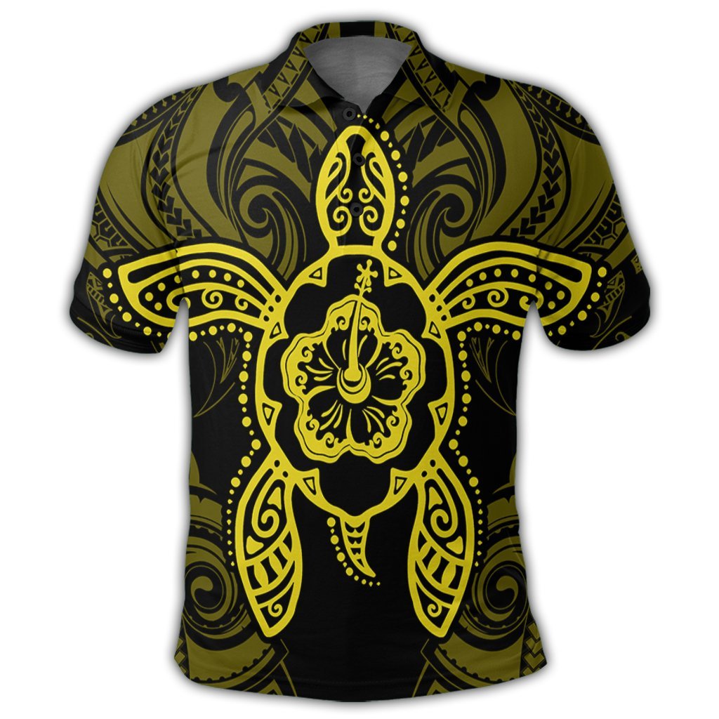 Hawaii Turtle Fixed Yellow Polo Shirt - Polynesian Pride