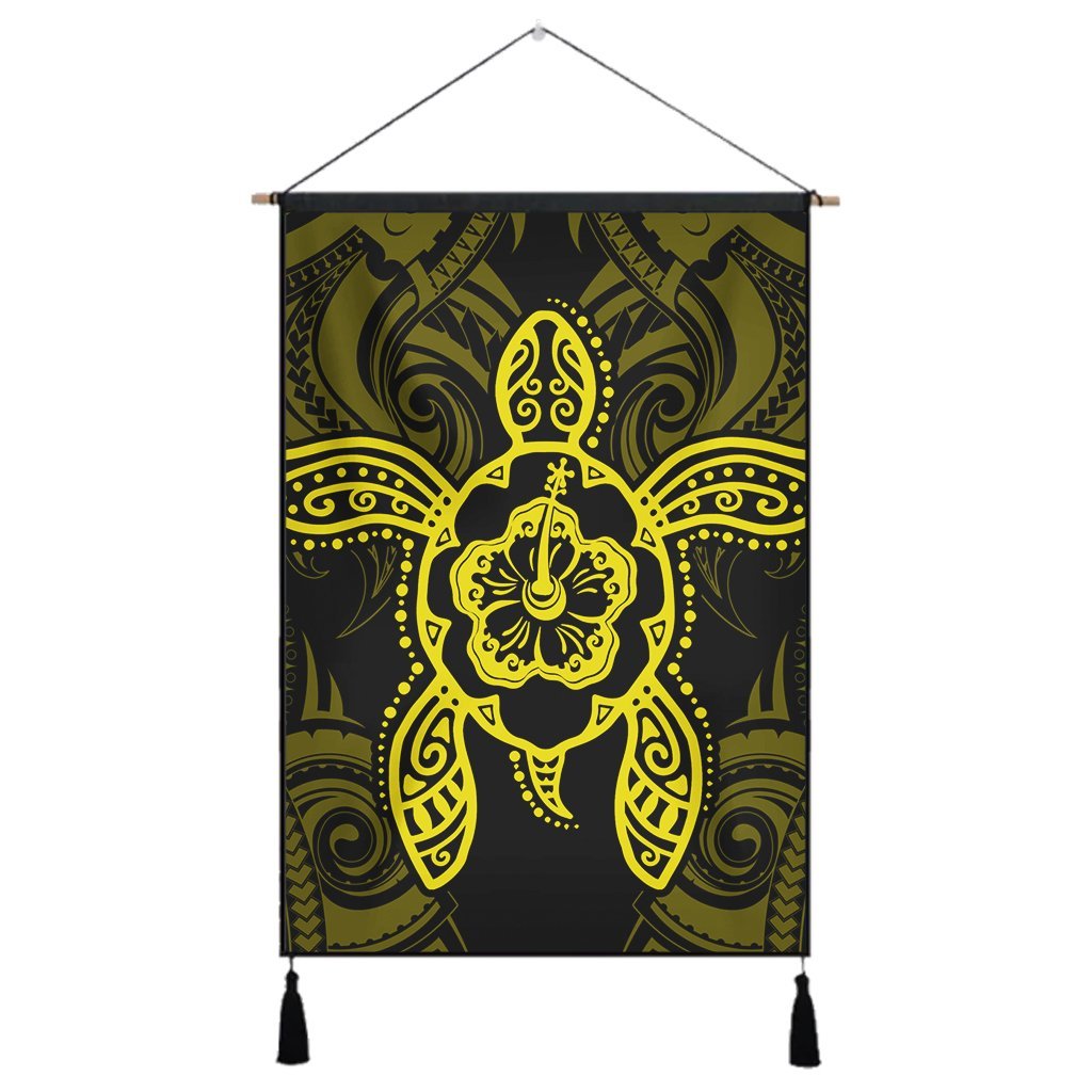 Hawaii Turtle Fixed Yellow Hanging Poster AH Hanging Poster Cotton And Linen - Polynesian Pride