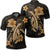 Hawaii Turtle Flower Polynesian Polo Shirt Gold Unisex Black - Polynesian Pride