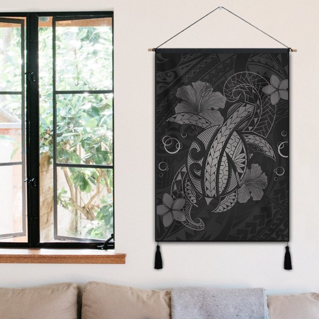 Hawaii Turtle Flower Polynesian Hanging Poster - Gray - AH - Polynesian Pride