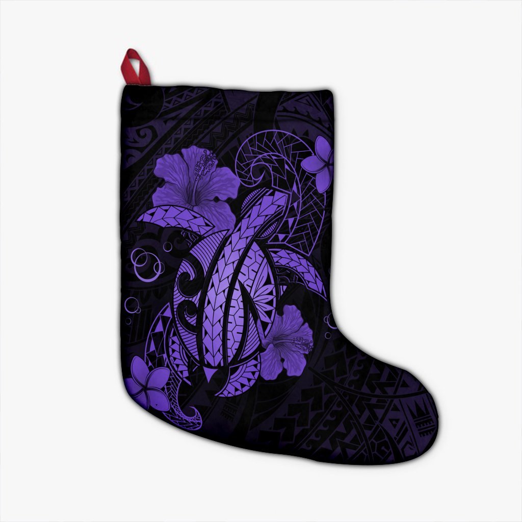 Hawaii Turtle Flower Polynesian Christmas Stocking - Purple - AH Christmas Stocking 26 X 42 cm Black - Polynesian Pride