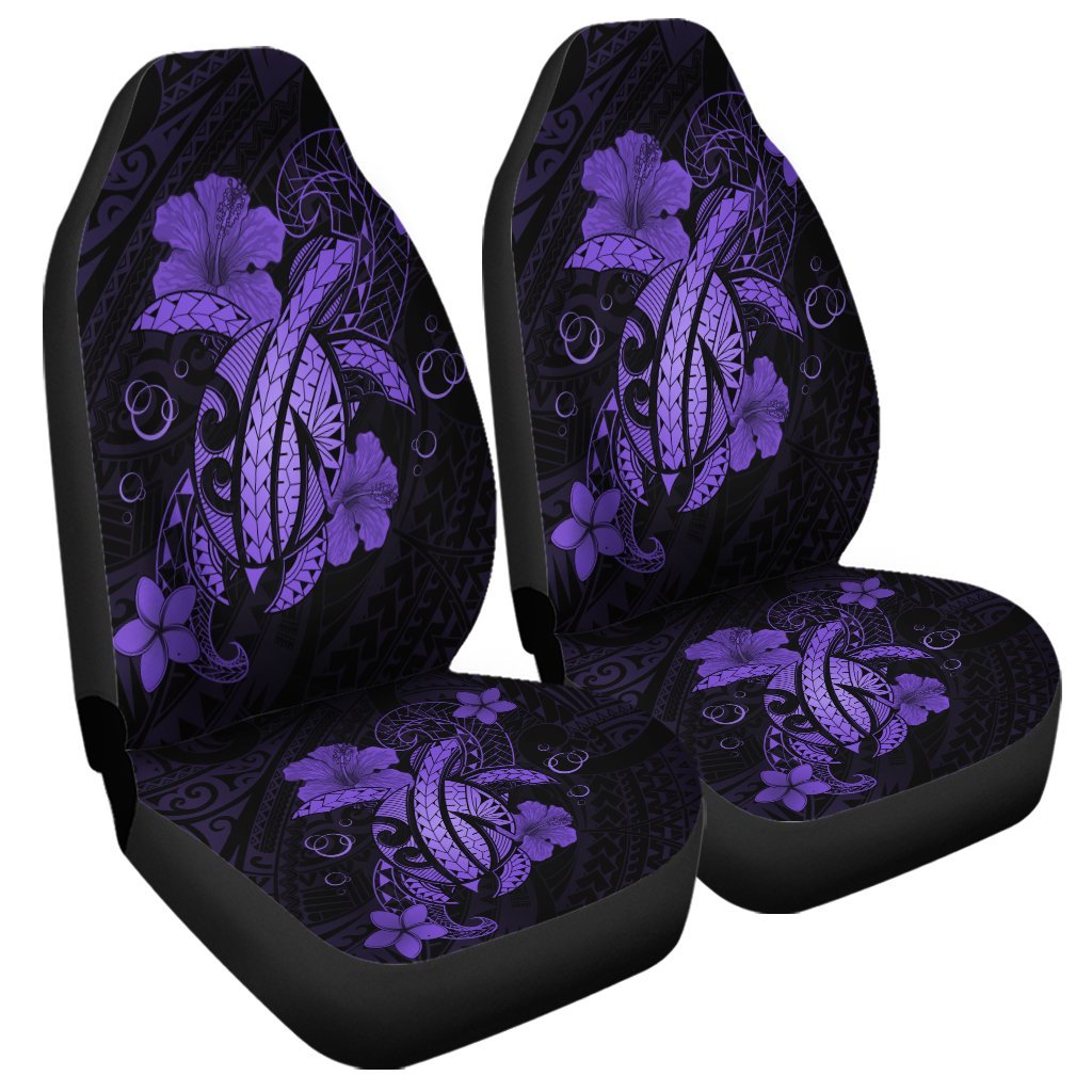 Hawaii Turtle Flower Polynesian Car Seat Covers - Purple - AH Universal Fit Black - Polynesian Pride