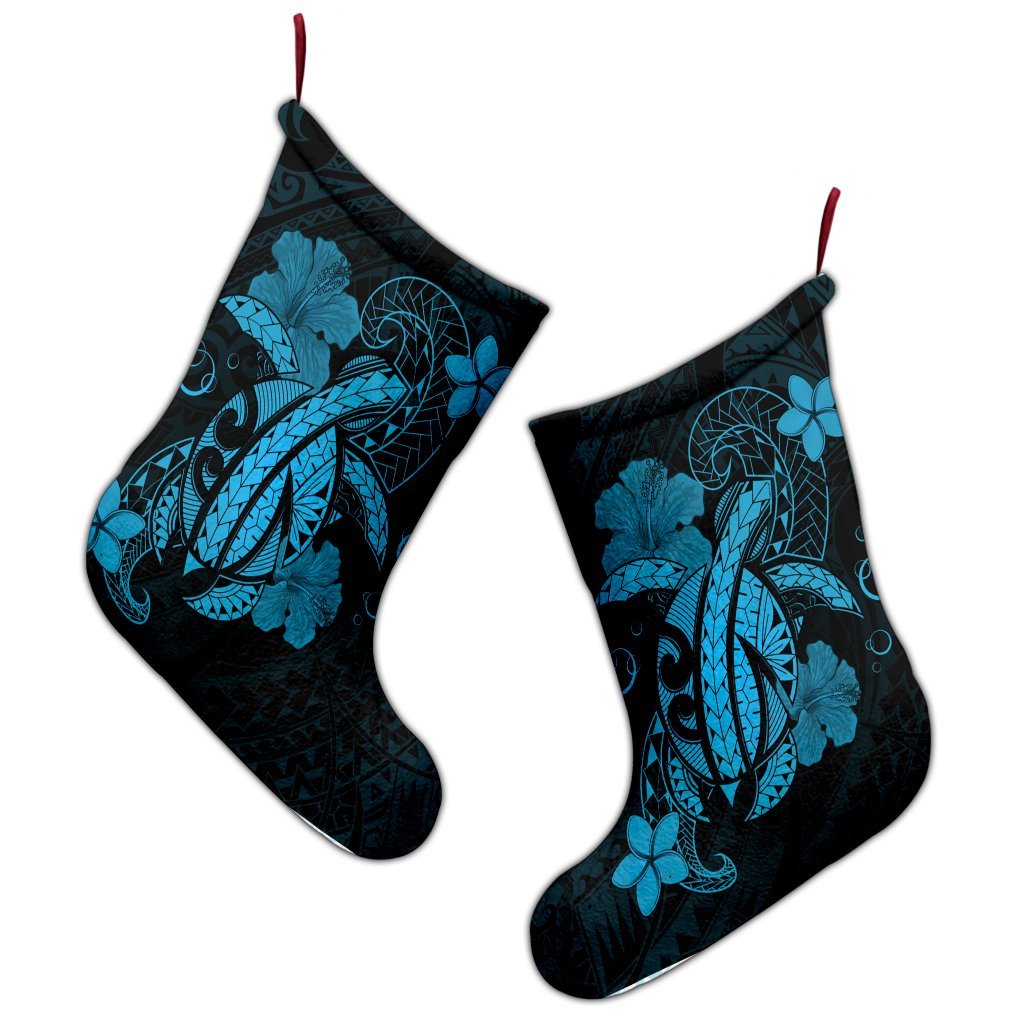 Hawaii Turtle Flower Polynesian Christmas Stocking - Turquoise - AH - Polynesian Pride