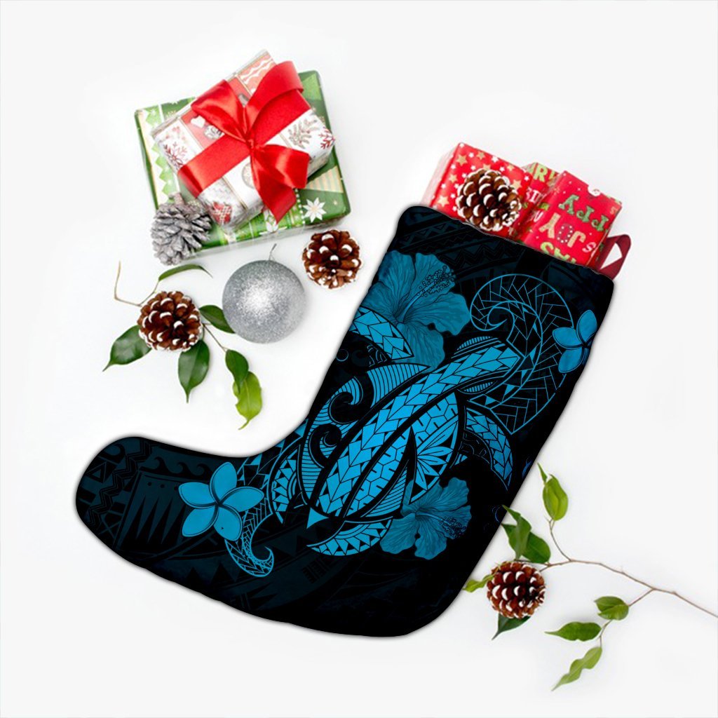 Hawaii Turtle Flower Polynesian Christmas Stocking - Turquoise - AH - Polynesian Pride